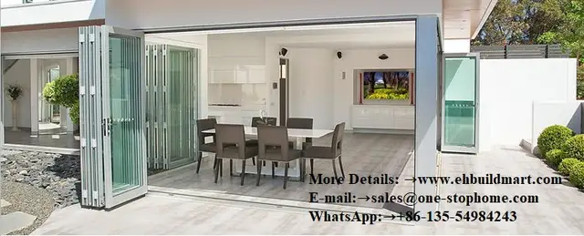 Aluminium Double Glass Sliding Folding Door For Entrance Patio