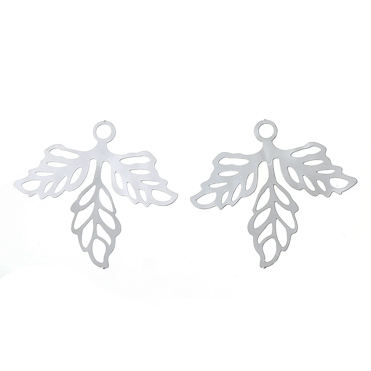 DoreenBeads филигранная нержавеющая сталь очарование подвески лист серебряный цвет