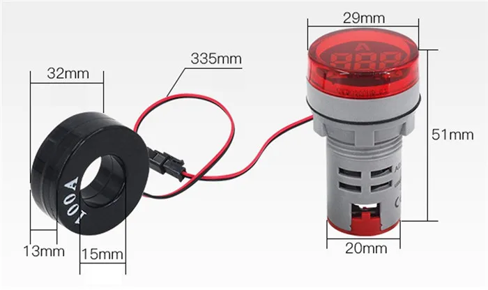 Цифровой мини светодиодный амперметр AC 0-100A цифровой амперметр ампер монитор светодиодный индикатор сигнала светильник панель