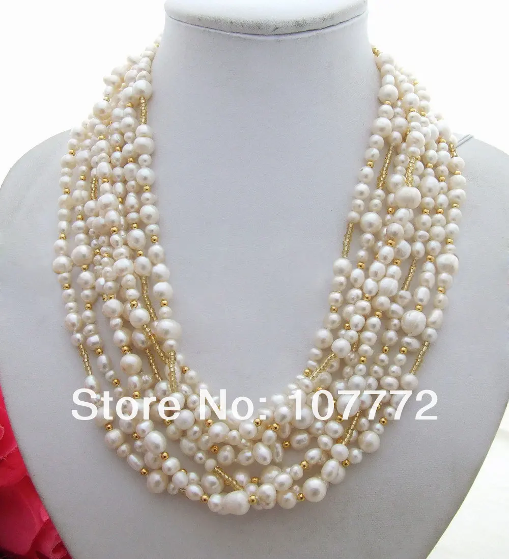 

8 strands White Pearl Necklace
