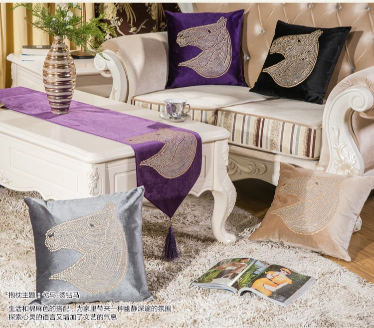 Pa. Элегантный Чехол на подушку в винтажном стиле с головой лошади, атласный бархат, алмазная вышивка, украшение для домашнего дивана, высококачественный Индивидуальный размер
