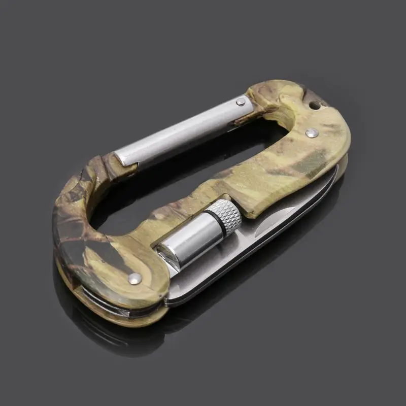 

Outdoor EDC Multi Tool Tactical Camo Camping Climbing Carabiner Hook Knife LED