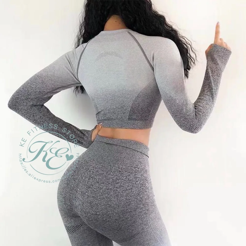 KE Set deportivo de mujer con camiseta y леггинсы, conjunto deportivo femenino Йога бег, фитнес, Спорт conjunto mujer