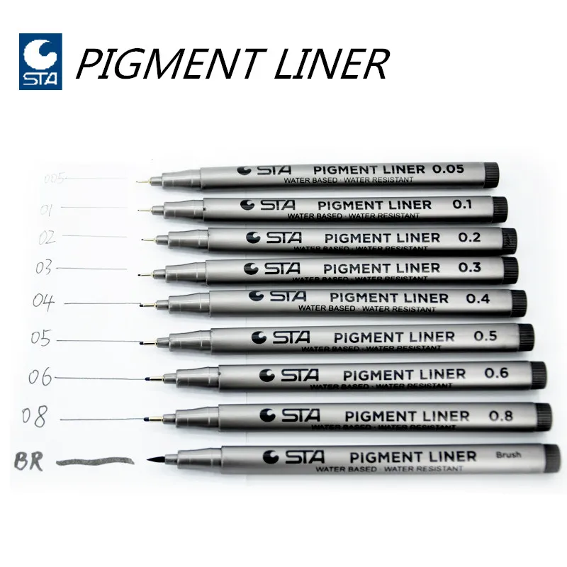 Pigment Liner Pigma Micron Ink Marker Pen 0.05 0.1 0.2 0.3 0.4 0.5 0.6 0.8 Different Tip Black Fineliner Sketching Pens 1Piece marker pens,pen marker,markers pen,marker pen,art marker pens,art markers,sketching markers,micro pens,drawing pen