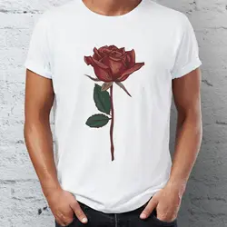 Новая мужская футболка с коротким рукавом винтажная роза с цветочным принтом Футболка Harajuku уличная крутая футболка Топы
