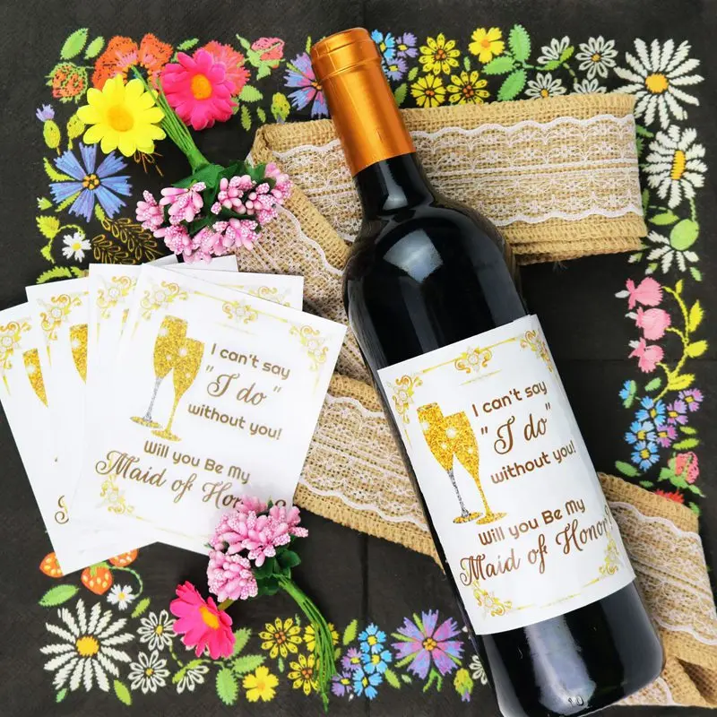

10pcs/lot Wedding Decoration Wine Bottle Label Sticker Bridesmaid Proposal Gift Bridesmaid Wine Bottle Label Sticker for Wedding