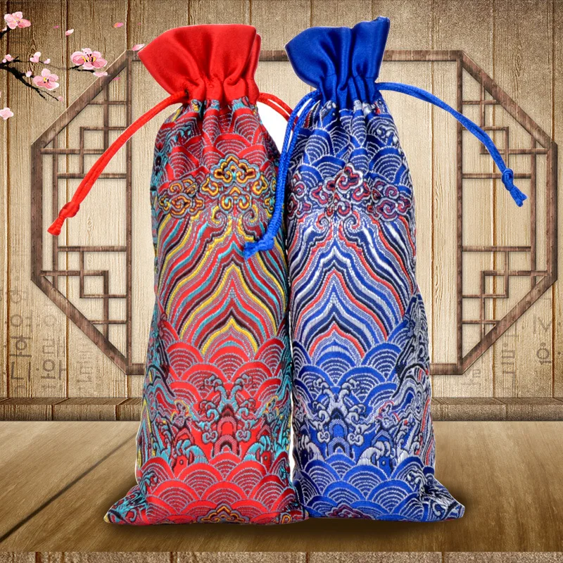 20Pcs Silk Drawstring Jewelry Organizer Pouch 10x14cm 8x20cm Satin Christmas Wedding Gift Bag Necklace Bracelet Comb Packaging