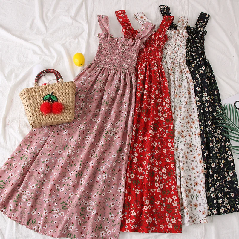 

Boho Long Floral Chiffon Dress Women Sleeveless Spaghetti Strap Sexy Summer Dress Robe Femme Ladies Maxi Party Beach Dress C5486