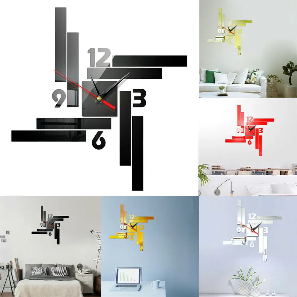 

Modern 3D Wall Paper Wall Clock Watch Large Modern DIY Wall Sticker Decal Simple 3D Roman Numeral Home Decor