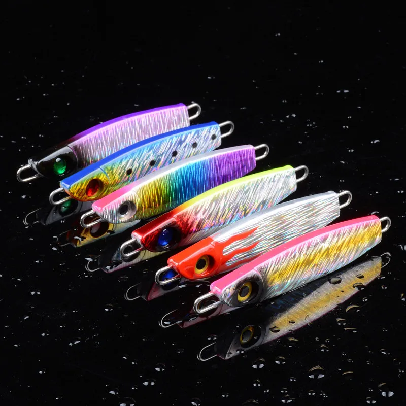 

6Pcs/Lot Metal Jigging Fishing Lures 8cm/40g Spoon Iron Plate Long Shot Laser Lead Baits Lipless Boat Sea Fishing Jig Lures