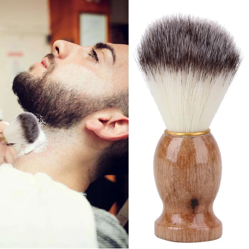 Мужская мягкая щетка для волос с деревянной ручкой, нейлоновая щетка для чистки кофе, инструменты для макияжа