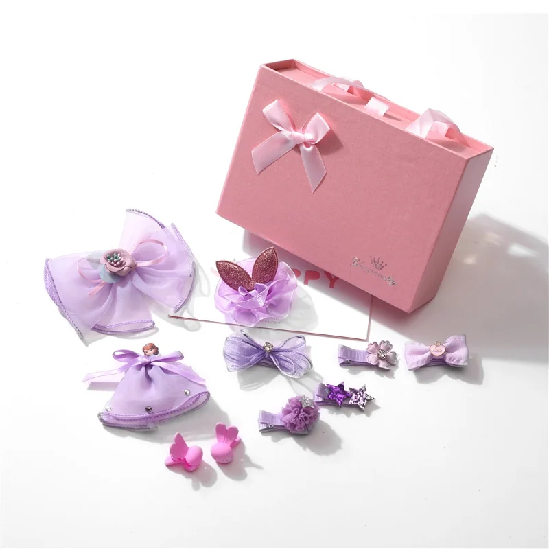 Новая милая детская шпилька аксессуары новая Корейская версия тканевый бант картонная подарочная коробка Комплект Детская шпилька