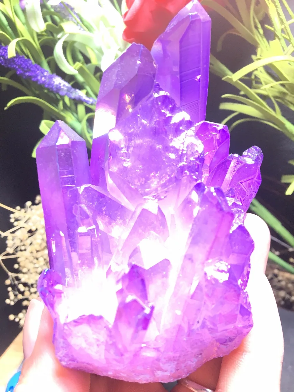 

PRETTY Aura Quartz Crystal Bismuth Titanium Silicon Clusters SPECIMEN