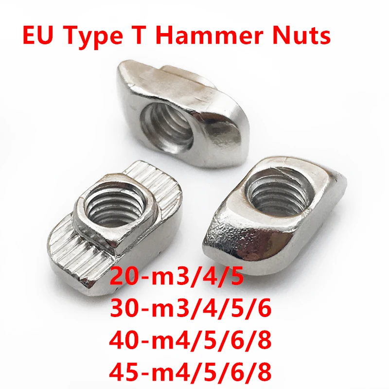 50pcs M5 T-Slot Hammer Head European Style Female Thread Drop in Nut 