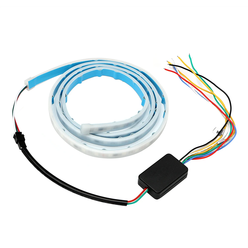 120CM DRL 4colors Daytime Running Light Strip with Side Turn Signals Rear lights led moving