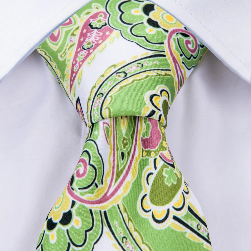 

DiBanGu New Green Men Ties Set Extra Long Size 150cm*8.5cm Necktie Navy Floral Printed Silk Jacquard Woven Neck Tie Suit Wedding