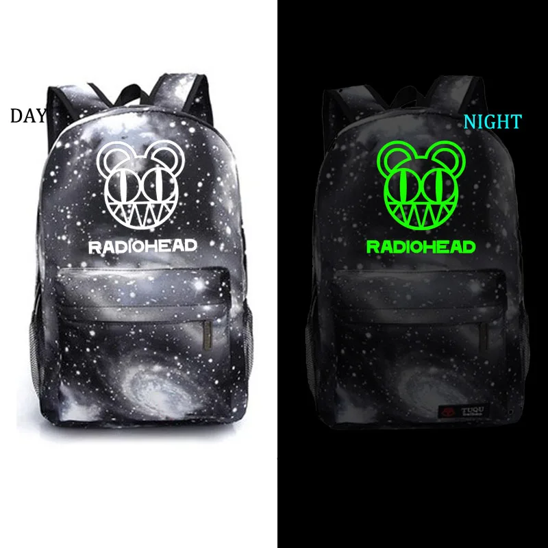 

radiohead Band Rock Band backpack noctilucous student school bag Notebook backpack Daily backpack