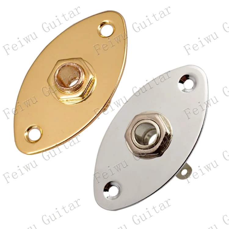 

1 Pcs Oval Flat Jack Plate With 1/4" 6.35mm Guitar Jack output input Plug Socket for Guitar Bass - Chrome & Gold for choose