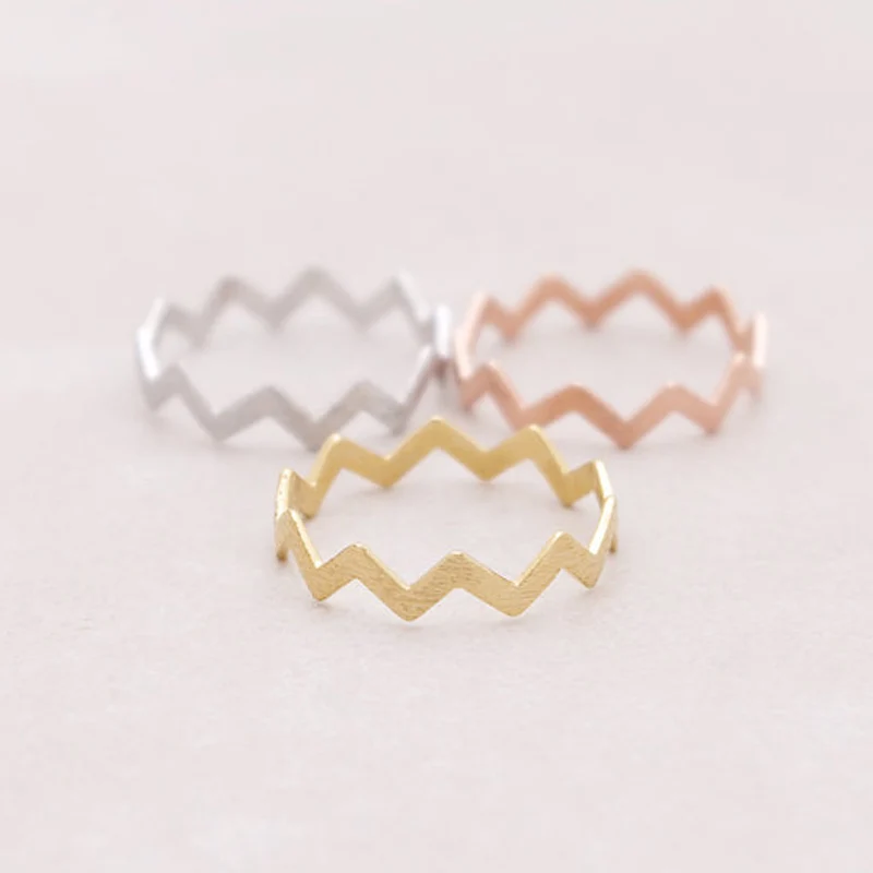

SMJEL Minimalist Matte Wave Rings ZIG ZAG Jewelry Ringen Midi Knuckle Thumb Ring for Women Wedding Rings anillos mujer Gift R032