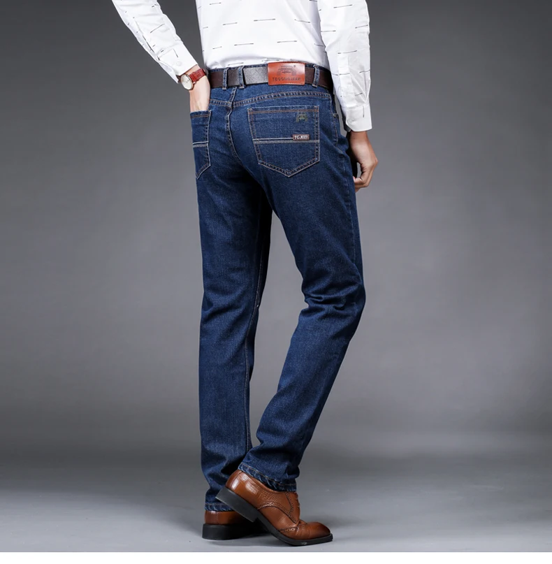 VROKIO 2019 весна и осень на рынке мужские деловые повседневные узкие брюки стильные высококачественные черные синие джинсы 38 40 42