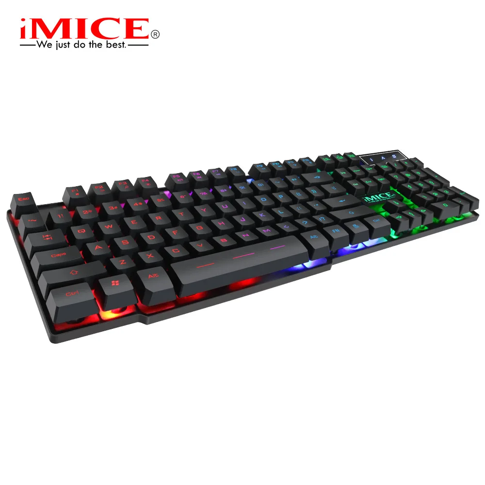 IMice игровая механическая клавиатура с подсветкой и подсветкой RGB Gamer для компьютера, ПК, ноутбука, светодиодный ключ, крышка s - Цвет: Черный