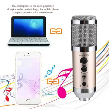 

MK-F500TL Handheld Microphone Professional Large Diaphragm Studio Recording Microphones for Mobile Phone Computer Vocal Mic SD