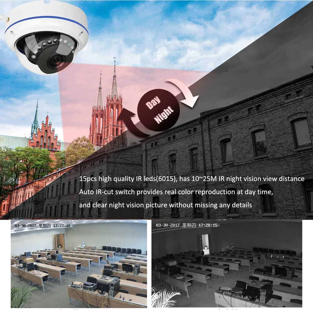 AZISHN Vandalproof Wifi Проводная ip-камера 720 P/960 P/1080 P Yoosee Обнаружение движения IP66 15IR CCTV камера с поддержкой sd-карты до 128G