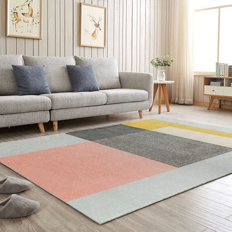 

Nordic Colorful Living Room Carpet Home Bedroom Floor Rug Sofa Coffee Table Floor Mat Modern Brief Carpets Study Geometric Rugs