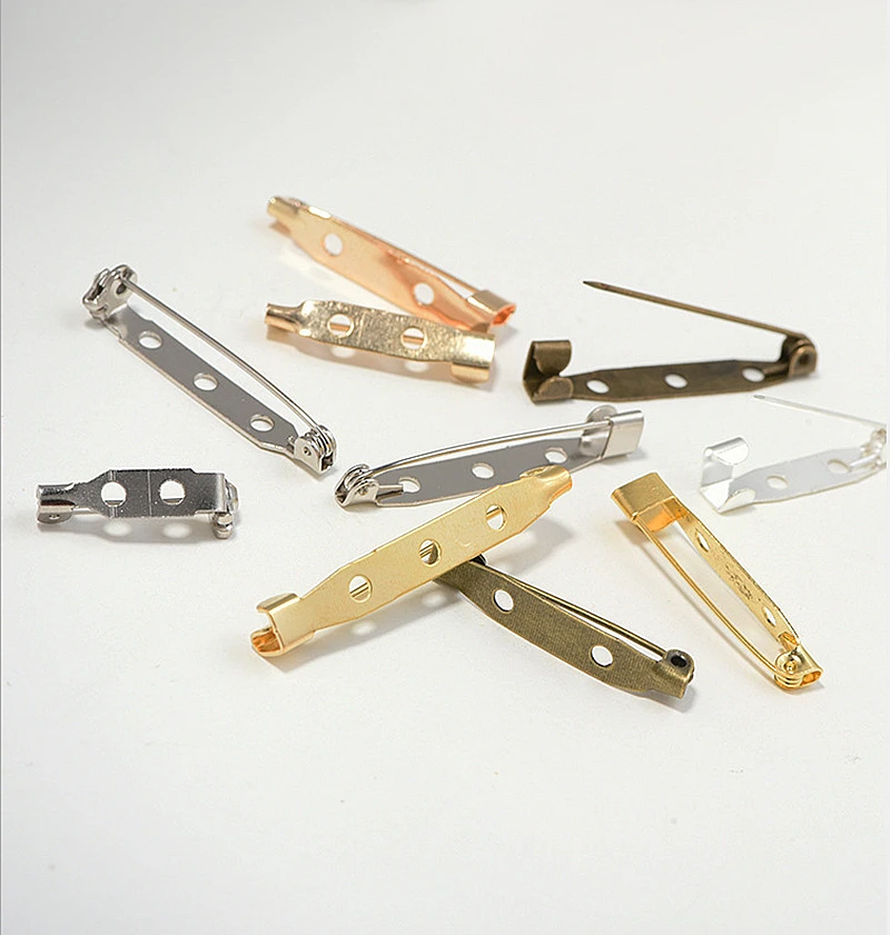 50pcs/lot 15/20/25/32/38/40/45mm Brooch Clip Base Pins Safety Pins Brooch Settings Blank Base For DIY Jewelry Making Supplies
