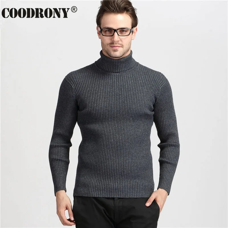 COODRONY الشتاء سميكة الدافئة سترة الكشمير المعنقة الرجال الياقة المدورة رجل البلوزات صالح سليم السترة الرجال الكلاسيكية الصوف تريكو سحب أوم