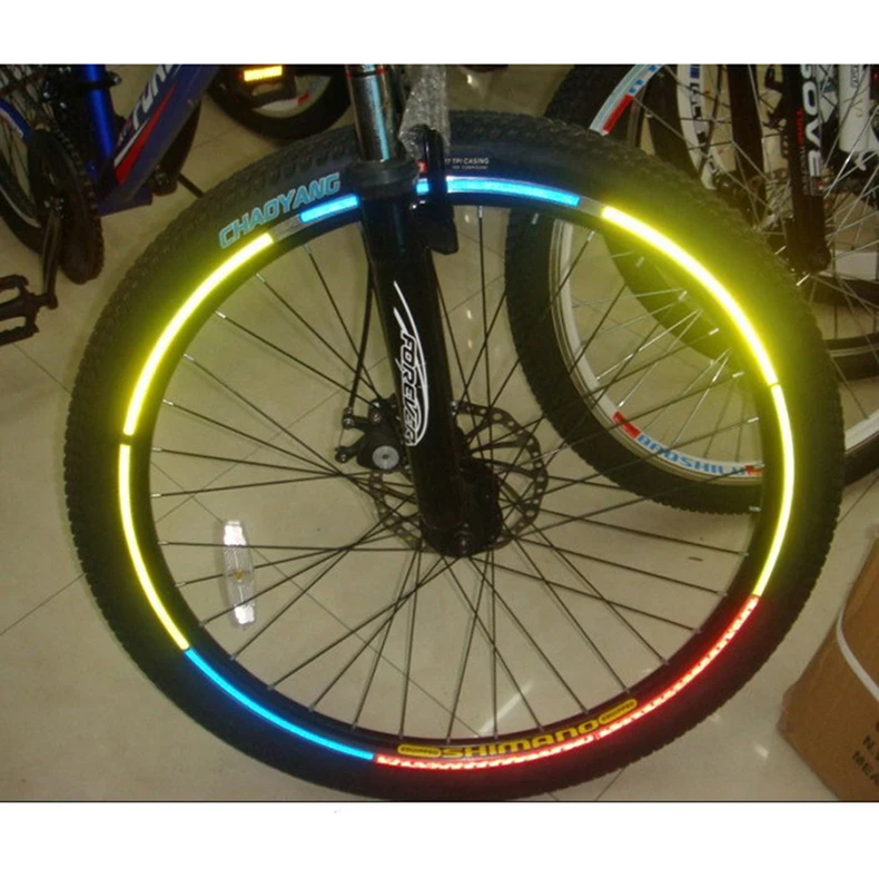 Новые флуоресцентные цветные велосипедные колеса мотоцикла шины светоотражающие наклейки полоса Декаль лента безопасности