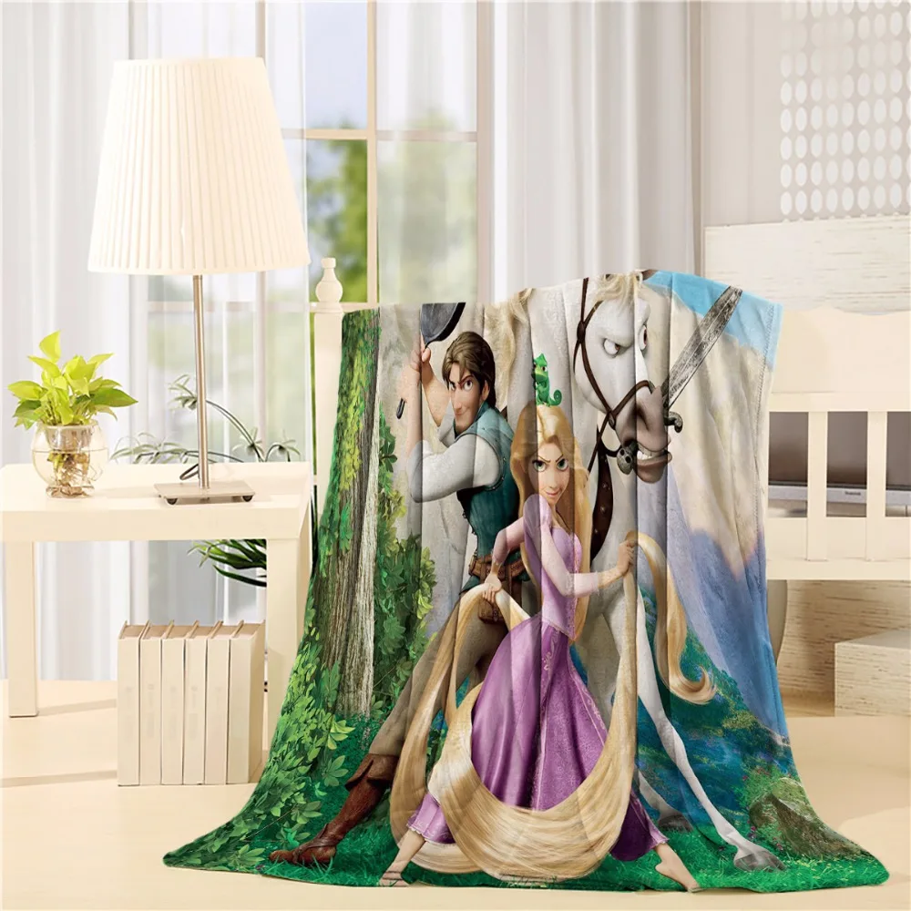 

Custom Tangled Rapunzel Flannel Throw Blanket Lightweight Cozy Bed Sofa Blankets Super Soft Fabric