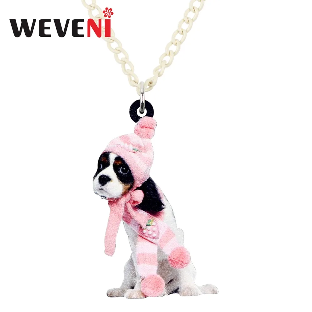 Женский акриловый шарф WEVENI колье-чокер с надписью Cavalier King Charles Spaniel милые