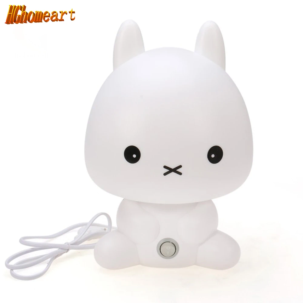 HGHomeart kids room lamp Cartoon Animal Rabbit nightlight romantic night light for children PVC reading bed light desktop lamp