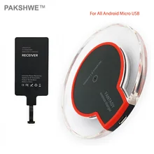 PAKSHWE Micro USB Qi Wireless Charger + Ti-chip Receiver Bundle for Xiaomi Huawei LG HTCMeizu Vivo Micro-USB Android SmartPhones