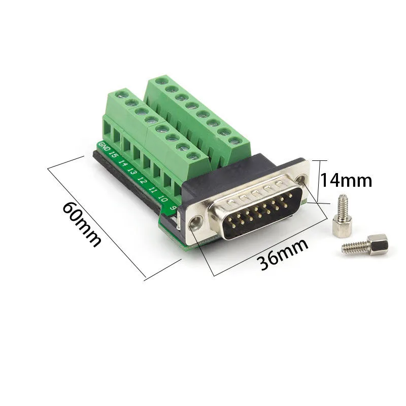 D SUB DB15 VGA Мужская и женская головка 2 ряда 15 штырьков Клеммная колодка винт гайка