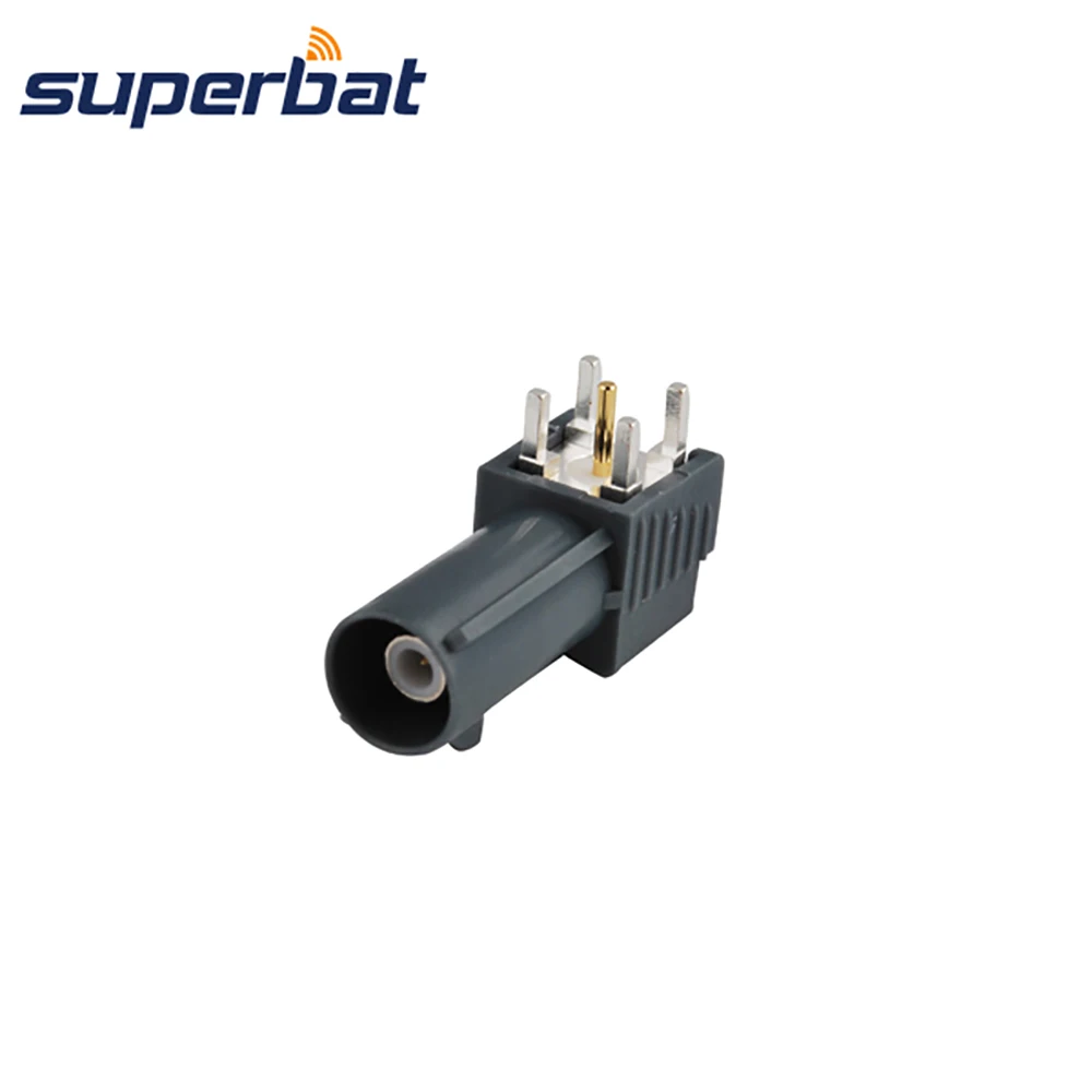 Grey Male Right Angle PCB Mount RF Coaxial Connector for Automotive