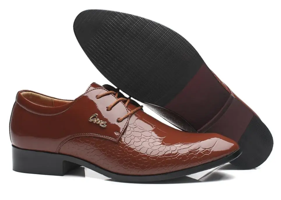 white Cuir Hommes brown Pointu D'affaires Pour Oxford Chaussures wine Black Red Bout Formelles Mariage Brevet De Robe En 5XwqZnH