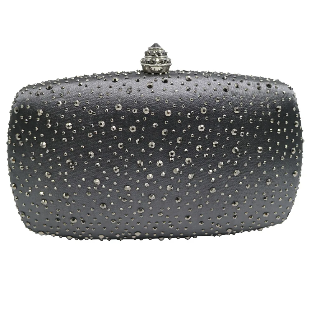 Buy Dark Gray Rhinestones Crystal Clutch Evening Bags