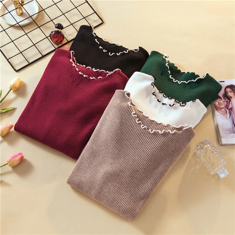 

Autumn Winter Women Sweeter and Pullover O-neck Full Sleeves Black White Karchi Elastic Pullover Thick Slim
