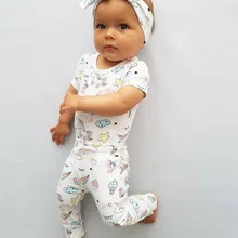 3 предмета, Одежда для новорожденных девочек одежда для малышей повседневный комплект одежды с рисунком, футболка с короткими рукавами+ штаны+ повязка на голову