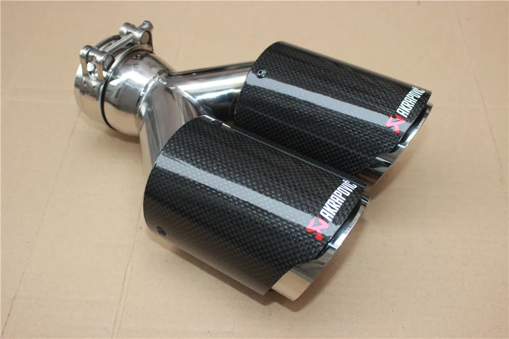 1 шт. Inlet63mm-Outlet 89 мм(двойной) akrapovic выхлопная насадка глянцевый хвост из углеродного волокна наконечник выхлопной трубы хвост quad наконечник