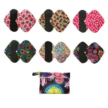 

1PCs Washable Wet Bag + 6PCs Reusable Bamboo Cloth Sanitary Menstrual Pads Panty Liner Towel Pad For Women Feminine Hygiene Care