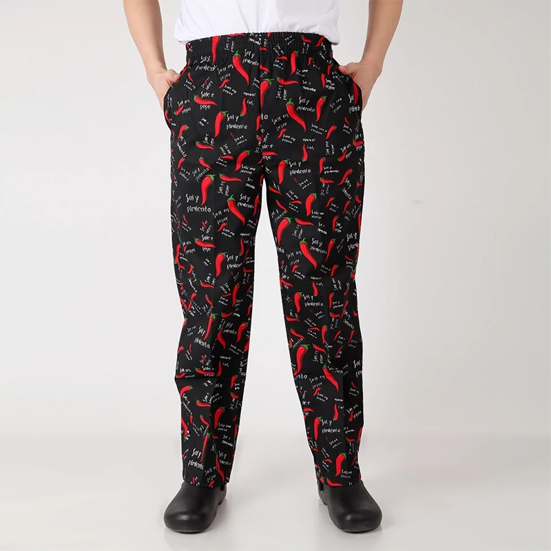 Новые брюки официанта для шеф-повара рабочая одежда для ресторана шеф-повара эластичные брюки для работы мужские брюки Зебра униформа - Цвет: Красный