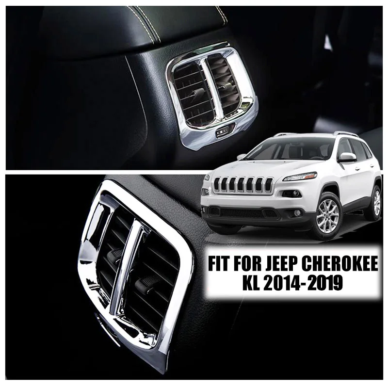 Для Jeep Cherokee KL сзади, устанавливаемое на вентиляционное отверстие в салоне автомобиля подлокотник ящик на выходе хромированная Накладка для автомобиля аксессуары для автомобиля