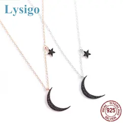 Lysigo изящное ожерелье s Настоящее серебро 925 проба Луна и звезда романтические ожерелья с подвесками колье ожерелье для женщин Дамские