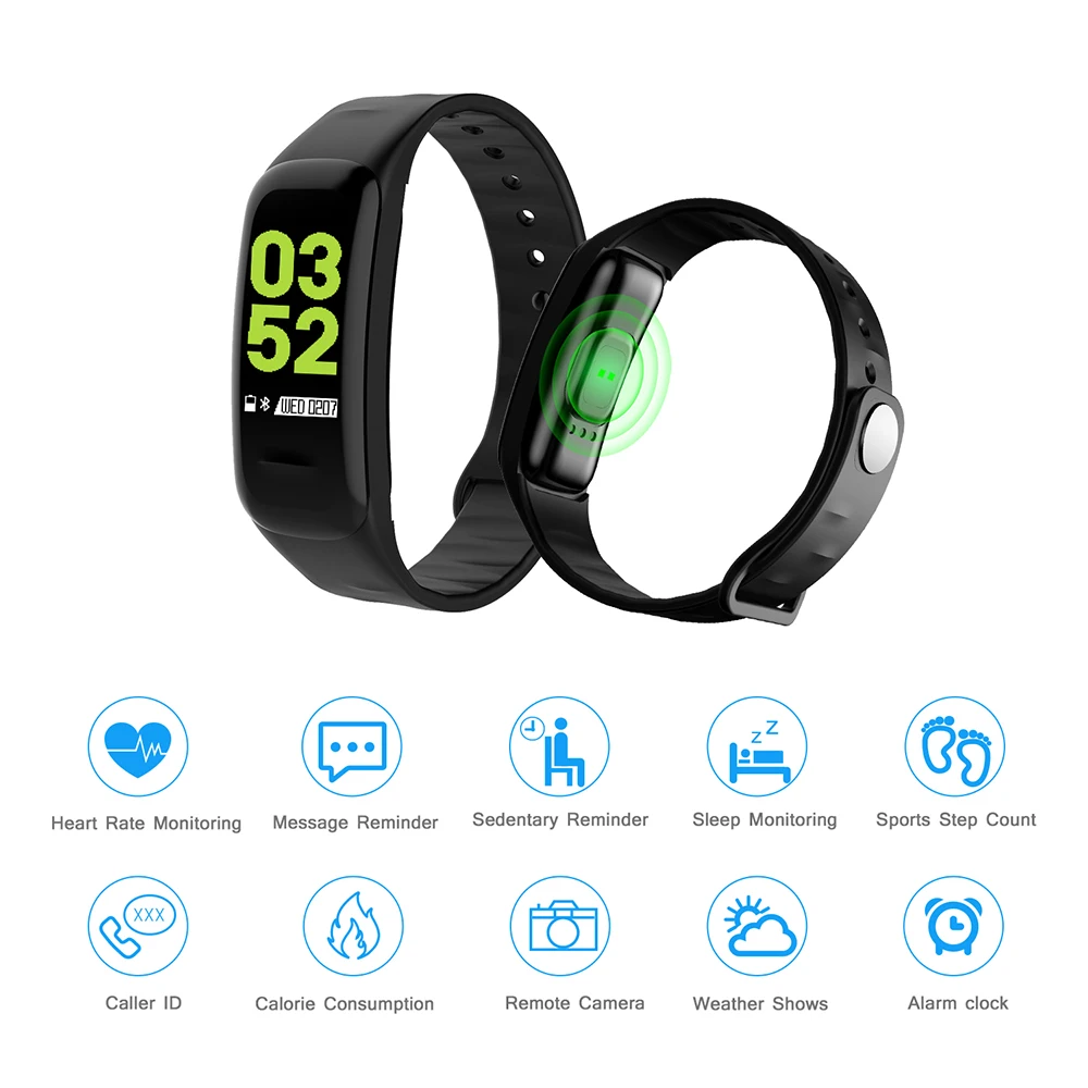 C1 Plus Bluetooth Color Screen Smart Bracelet Blood Pressure Smart Band Heart Rate Monitor Fitness Tracker Sport Smart Wristband