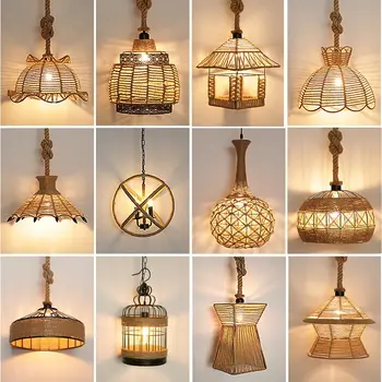 

rope chandelier industrial wind restoring ancient ways American clothing shop restaurant decor personality of art lamp
