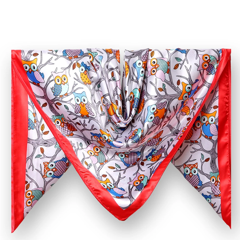 

2019 Scarves for Women Print Twill Square Silk Scarf Shawl Bandana for Head Large Hijab For Ladies 90X90cm