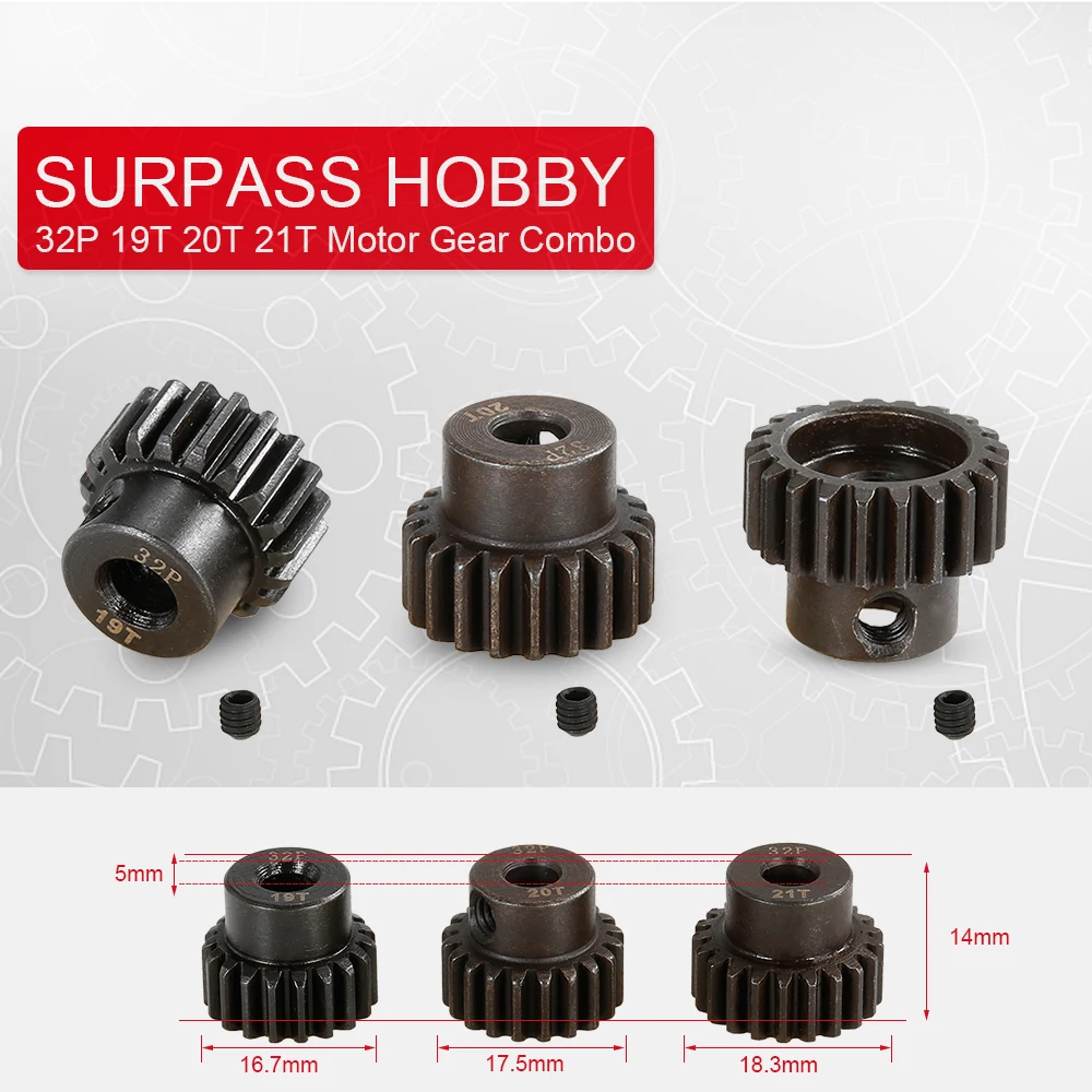 Details about   32P 19T 20T 21T Pinion Motor Gear SURPASS HOBBY for 5mm shaft RC Car Truck Motor 
